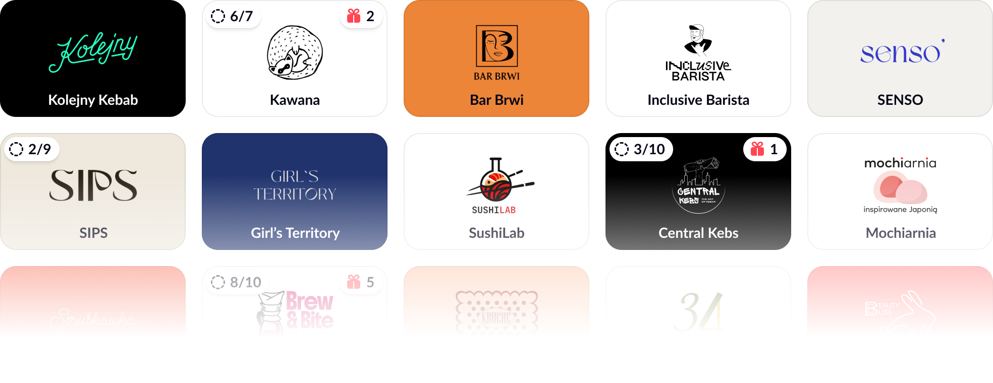 Przykłady kart lokali naszych klientów w aplikacji